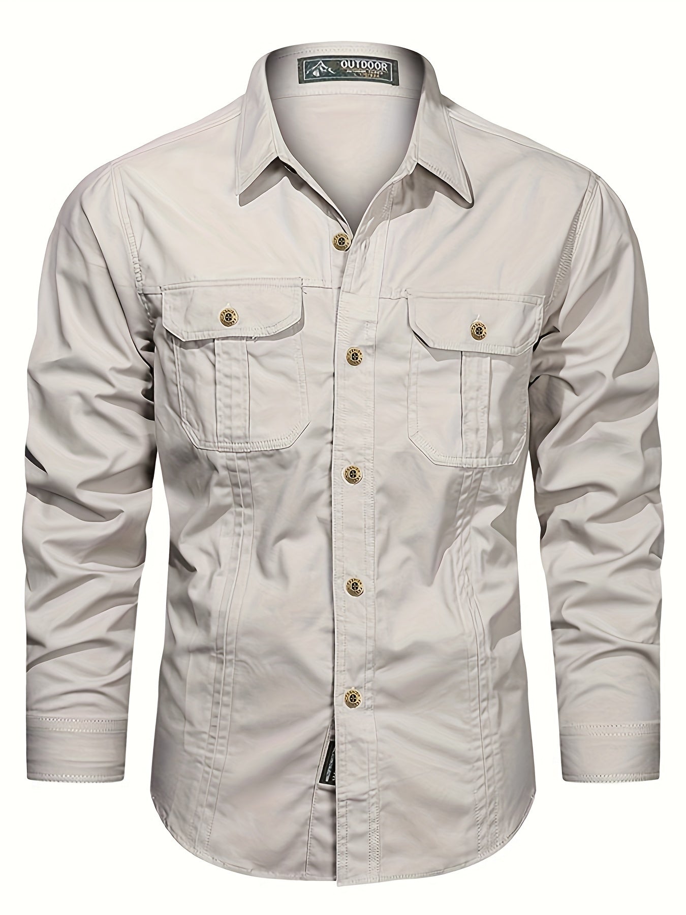 Mens Casual Heavyweight Long Sleeve Button-Up Classic Collar Shirt