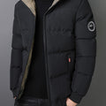 Mens Casual Thick Padded Loose Fit Stand Collar Zip Up Jacket