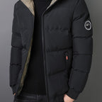 Mens Casual Thick Padded Loose Fit Stand Collar Zip Up Jacket