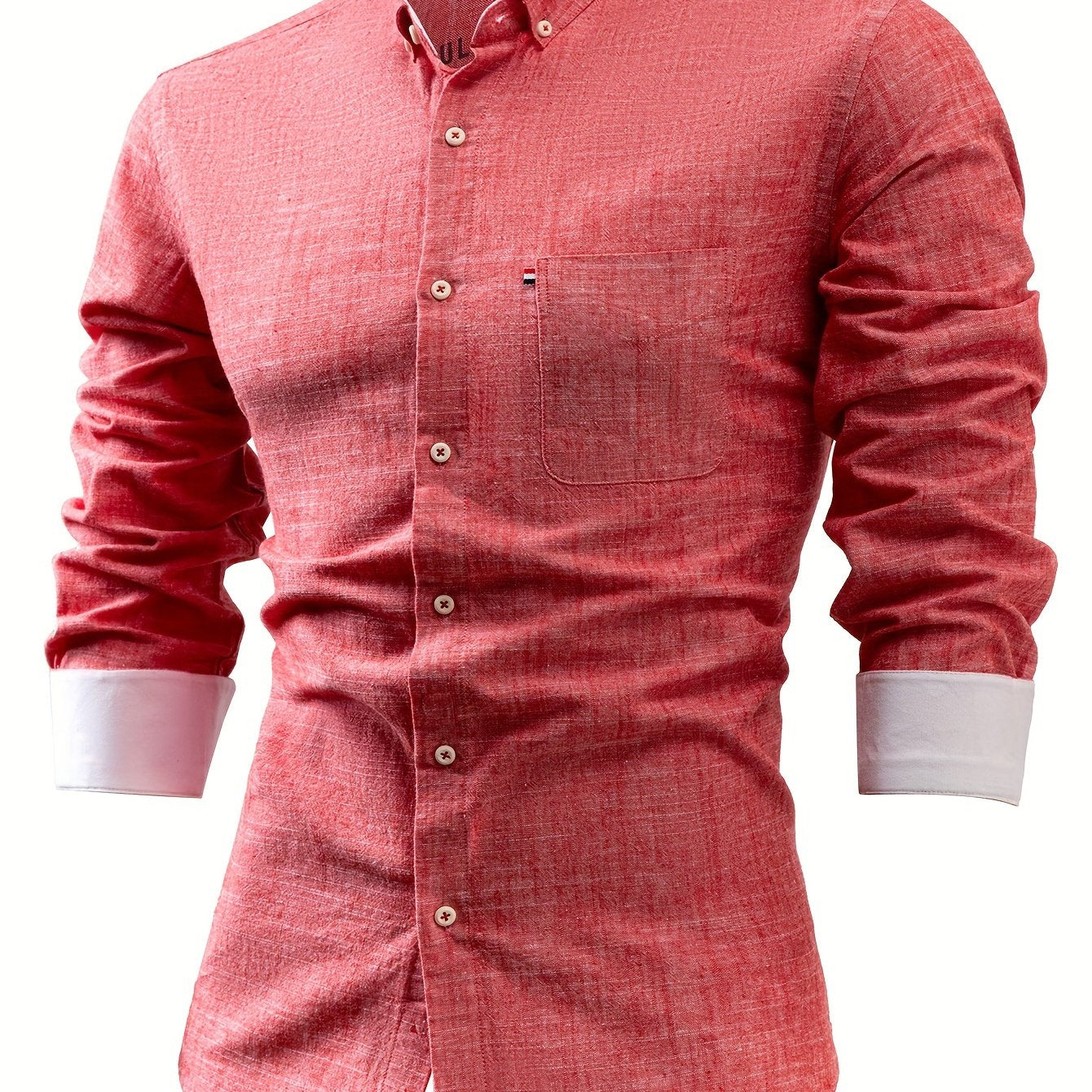 Mens Casual Button-Front Long Sleeve Classic Shirt
