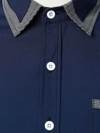 Mens Plaid Collar Classic Design Casual Short Sleeve Shirt