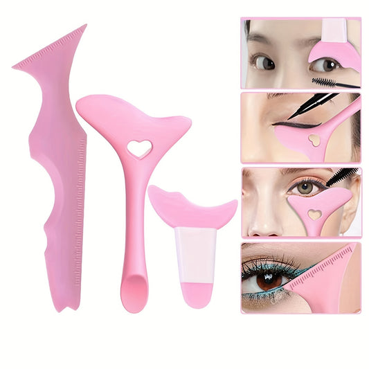 3-Piece Multifunctional Silicone Eyeliner Stencil Set