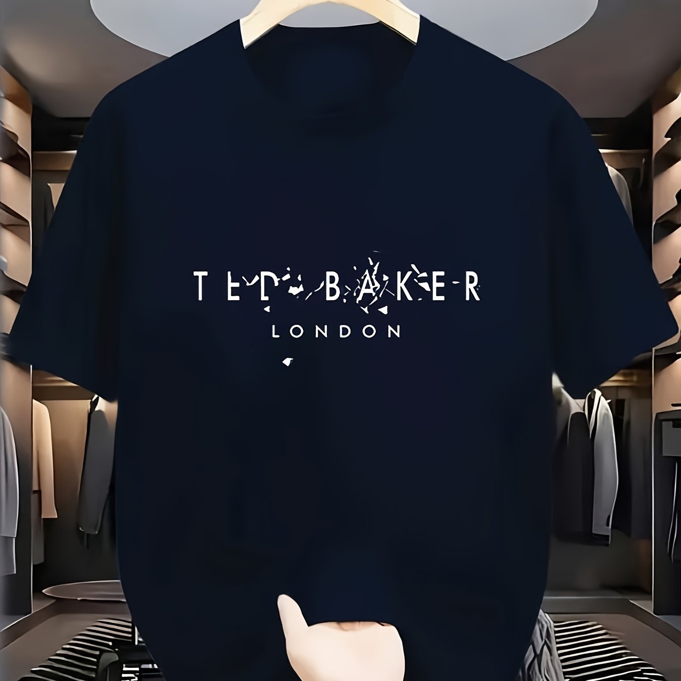 Mens Casual Short Sleeve Breathable Polyester Letter Print  Round Neck Tshirt