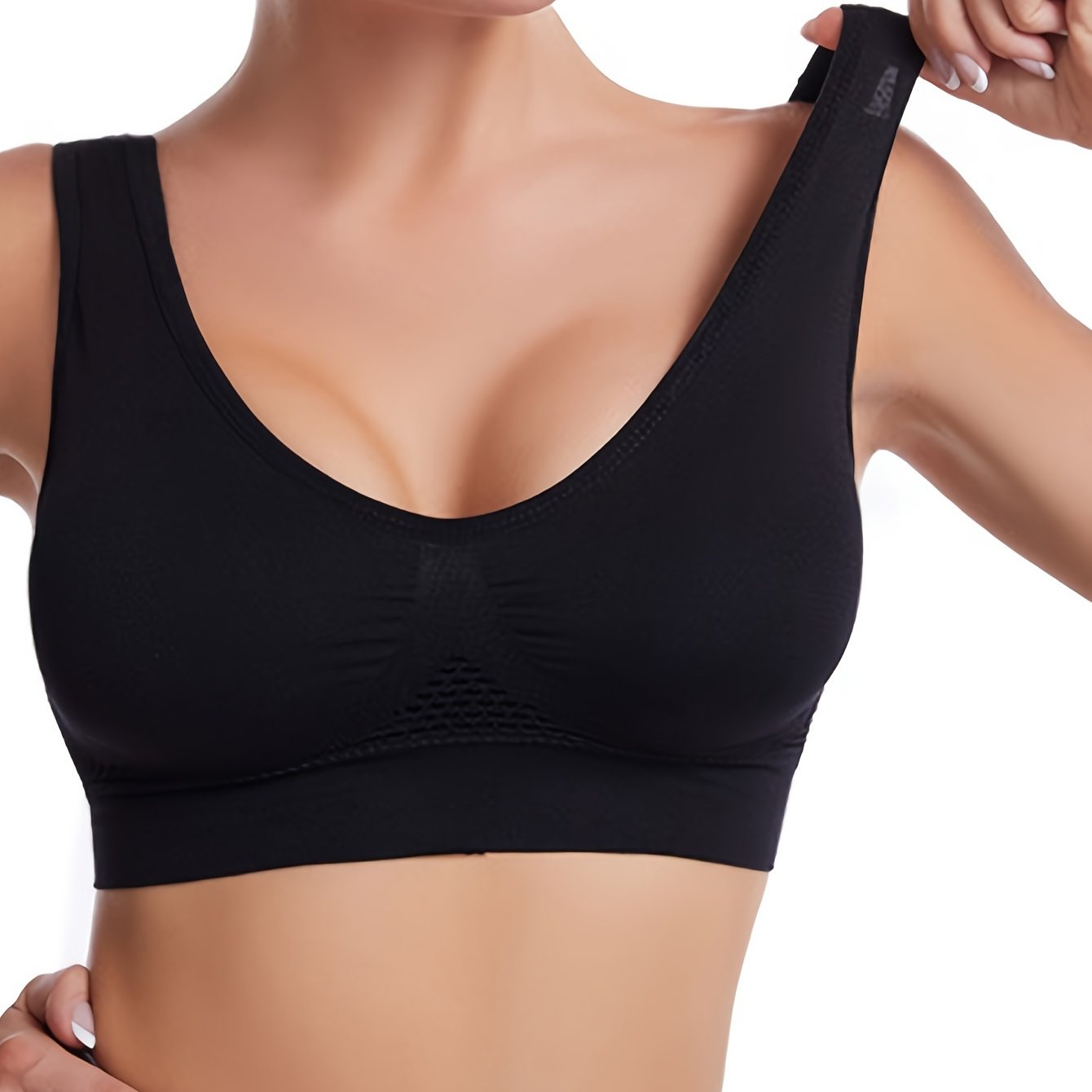 Womens Activewear Seamless Breathable Wireless Mesh Sports Bra With Pads