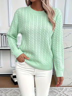 Womens Casual Loose Fit Round Neck Long Sleeve Sweater