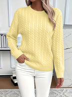 Womens Casual Loose Fit Round Neck Long Sleeve Sweater