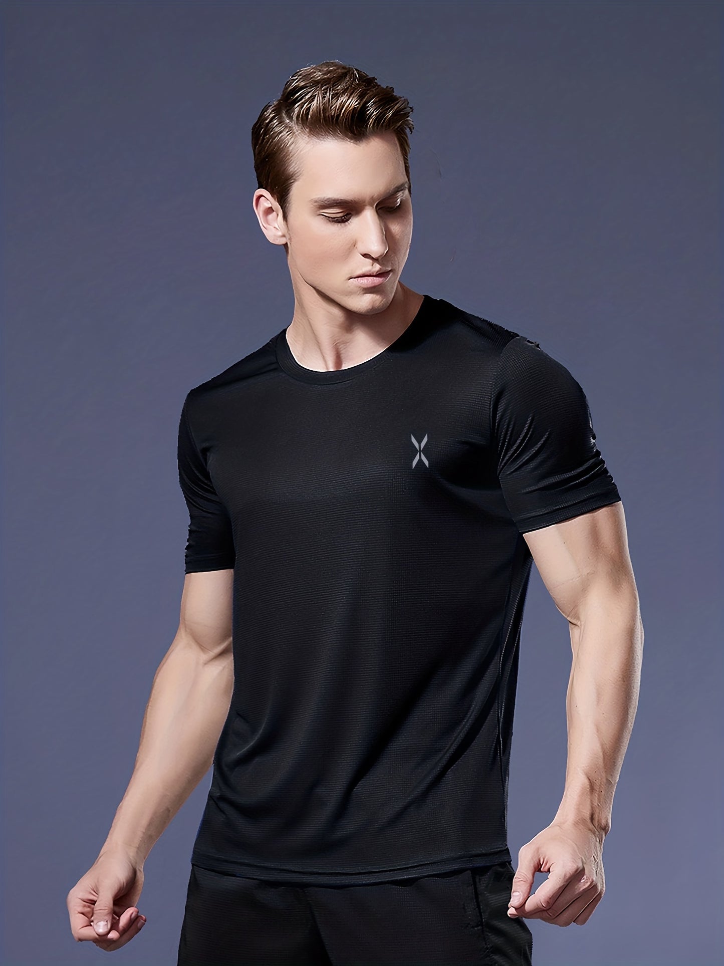 Mens Breathable Activewear Quick-Dry Ultra-Thin Lightweight Crew Neck Tshirt