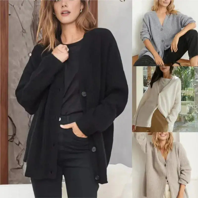 Womens Casual Cashmere Cardigan With V-Neck