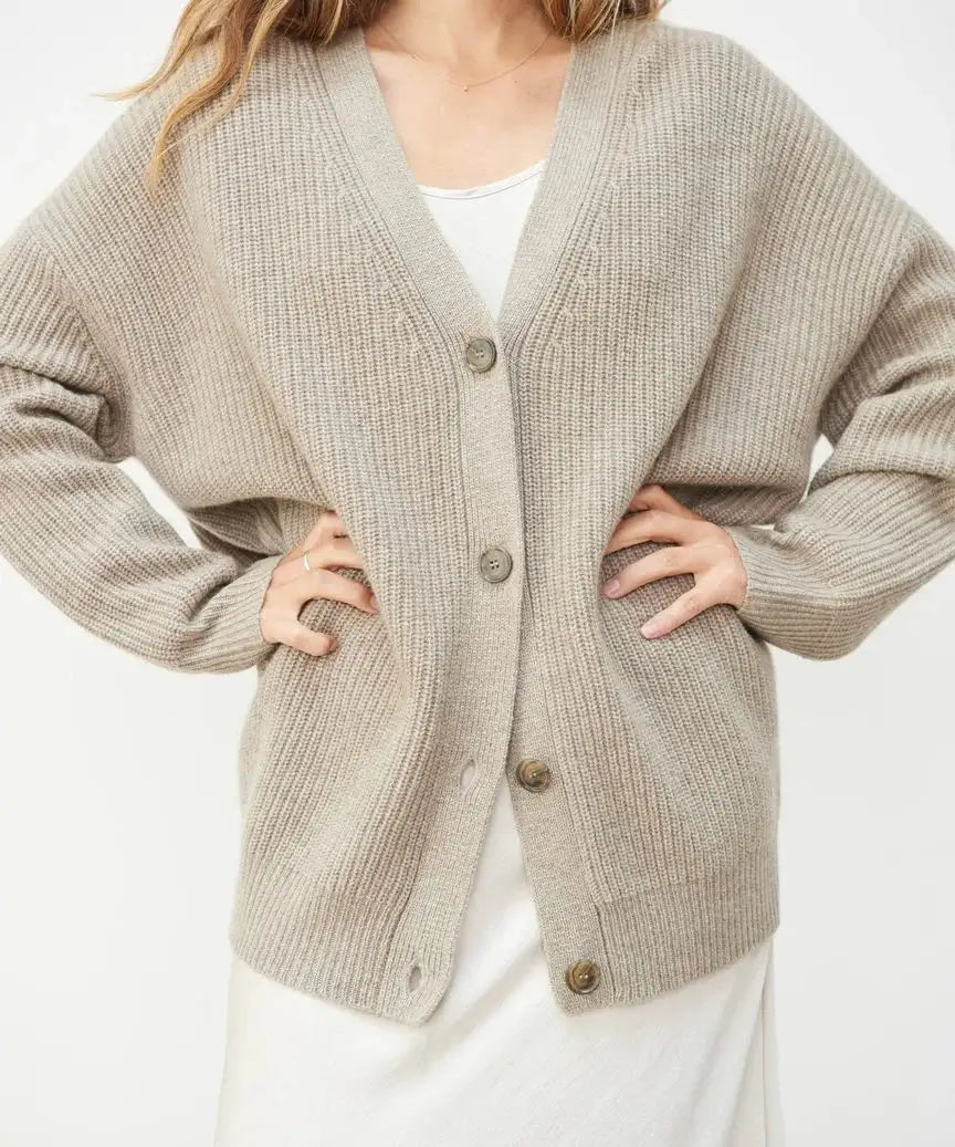 Womens Casual Cashmere Cardigan With V-Neck