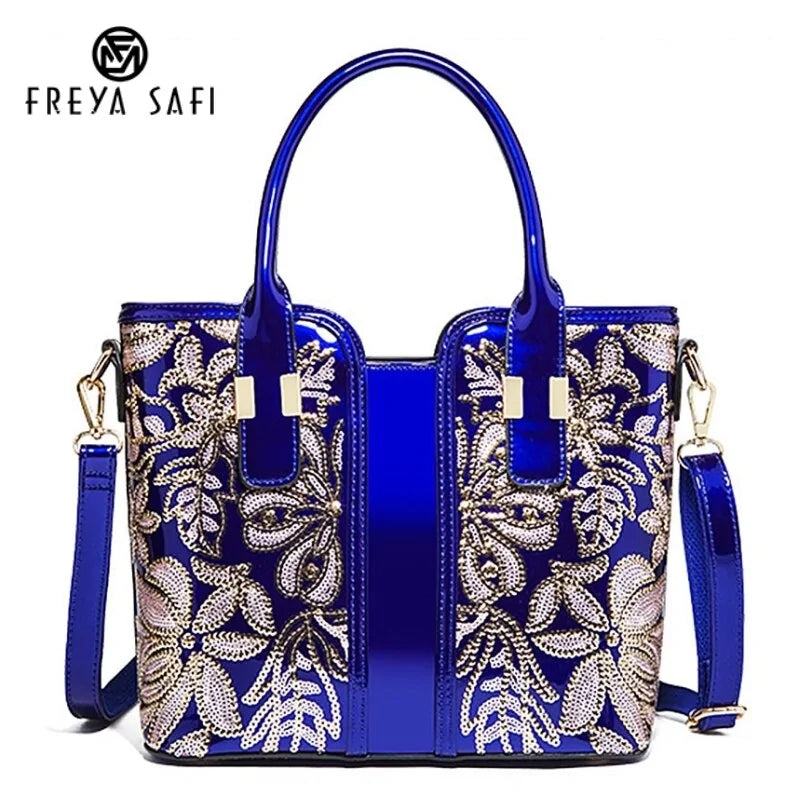 Womens Luxury High Quality Appliques Flower Messenger Bag