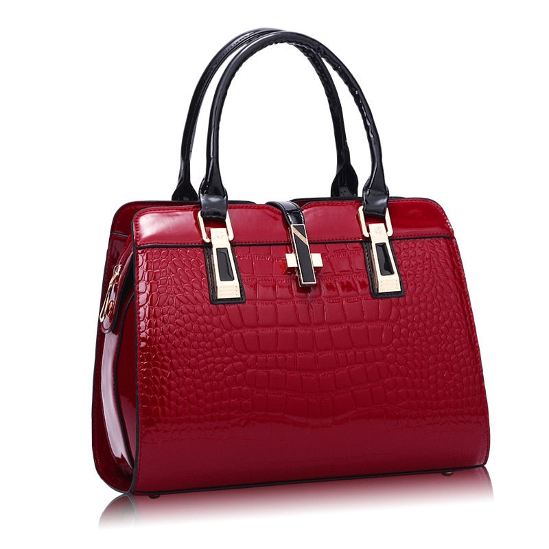 Womens PU Leather Patent Luxury Handbag