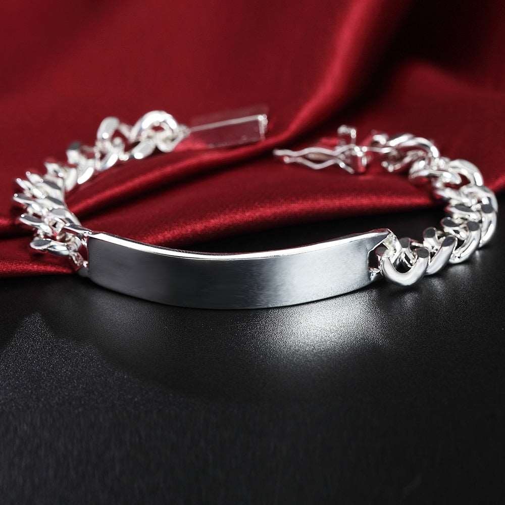 Mens Sterling Silver 10mm Smooth Sideways Bracelet