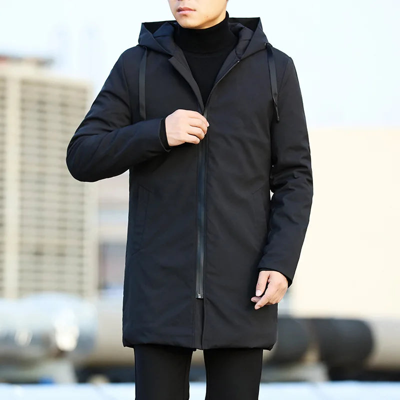 Mens Winter Casual Thick Warm Hooded Windbreaker Jacket