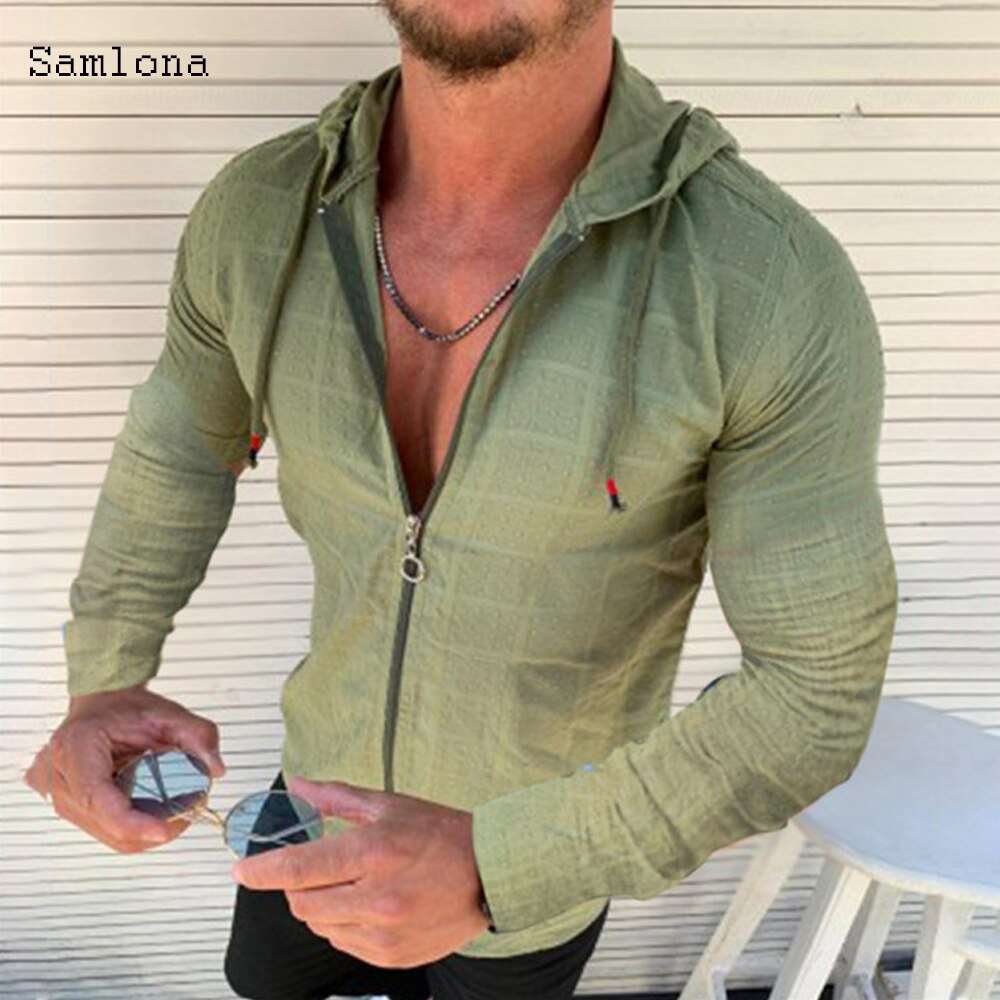 Long Sleeved Hoodie Zipper Thin Mens Hoddie