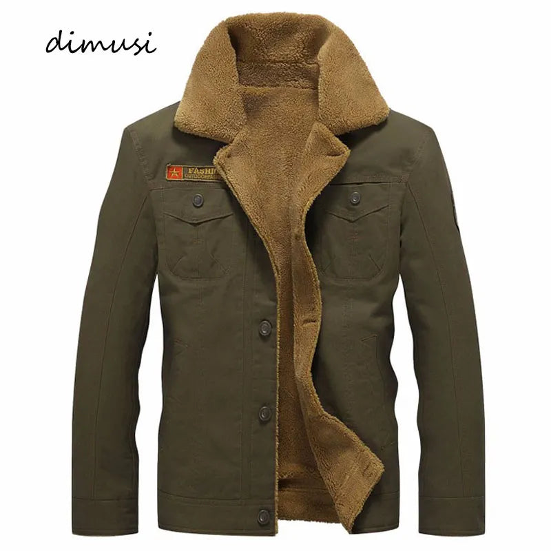 Mens Military Fleece Warm Fur Collar Army Tactical Jacket