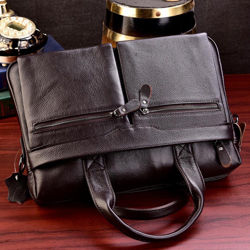 Mens Genuine Leather Business Travel Briefcases Bag