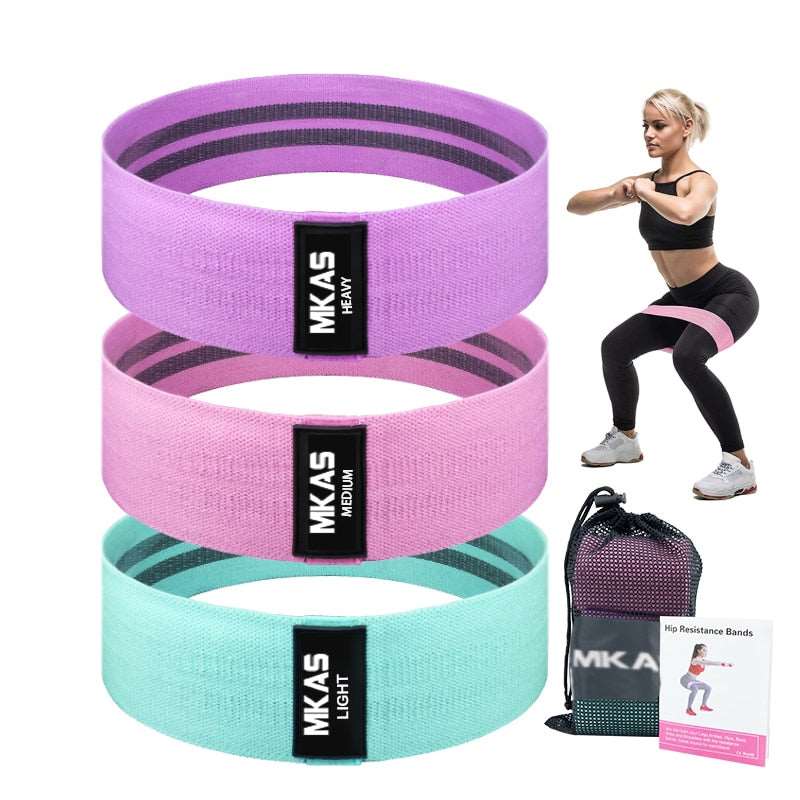 Hip Fitness Resistance Exercise Workout Band 3-Piece For Leg Thigh Butt Equipment