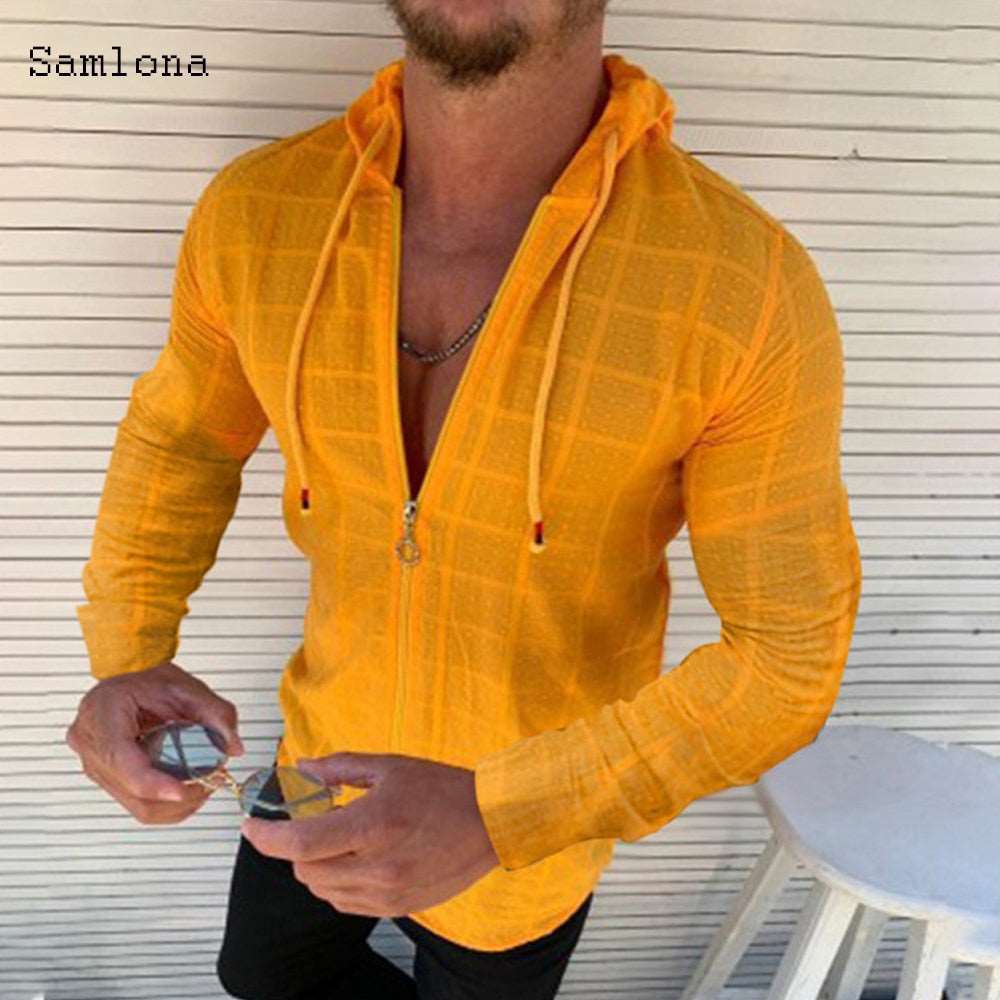 Long Sleeved Hoodie Zipper Thin Mens Hoddie