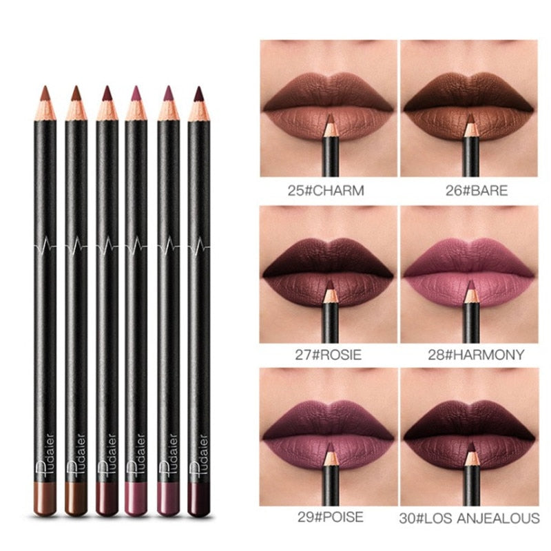 6/12Pcs Waterproof Matte Lip Liner Pencil Lipstick Set