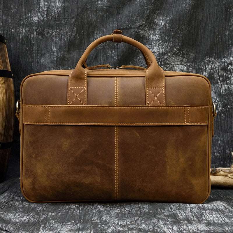 Mens Business Genuine Leather Laptop Briefcase Bag