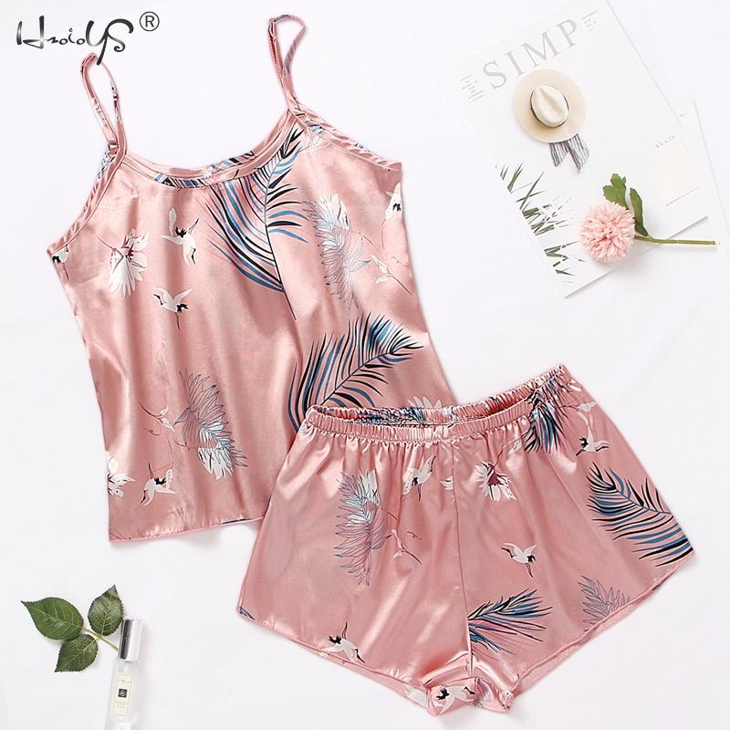 Womens Satin Silk Lace Cami Vest Shorts Pyjamas Set