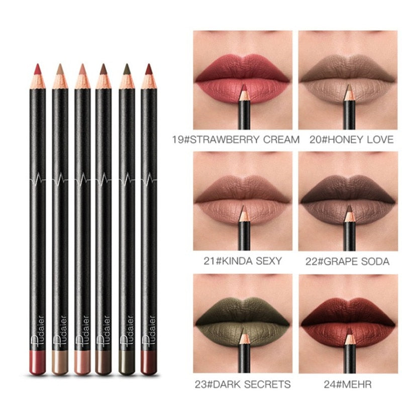 6/12Pcs Waterproof Matte Lip Liner Pencil Lipstick Set