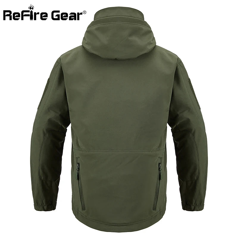 Mens Soft Shell Military Waterproof Army Tactical Hooded Windbreaker Jacket