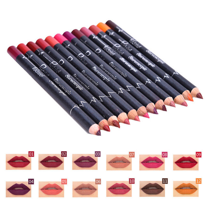 6/12Pcs Waterproof Matte Lip Liner Pencil Lipstick Set