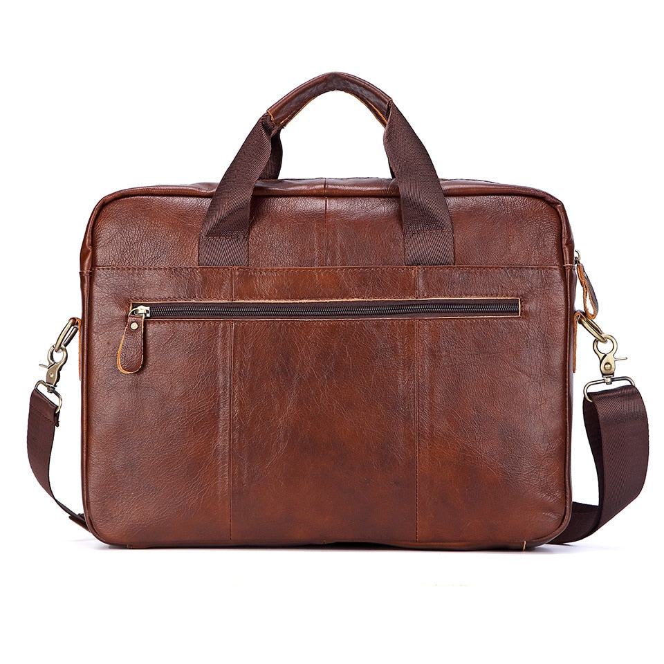 Mens Casual Genuine Leather Travel Laptop Bag