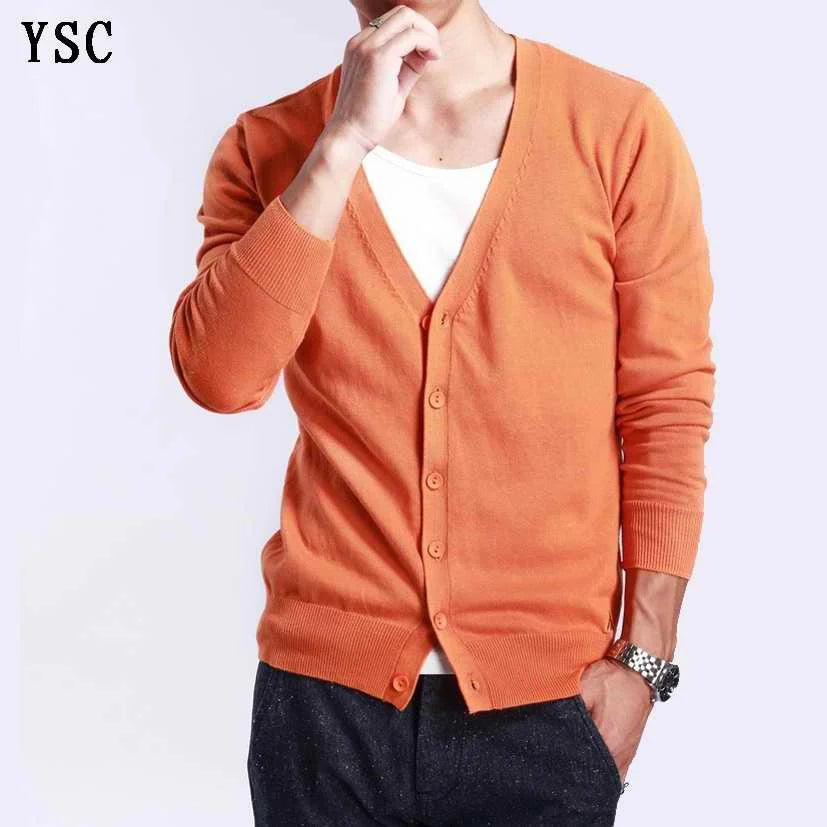 Mens Cashmere Solid Colour Basic V Neck Single Breasted Loose Fitting Knitted Cardigan