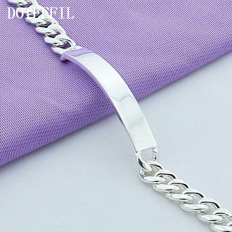 Mens Sterling Silver 10mm Smooth Sideways Bracelet