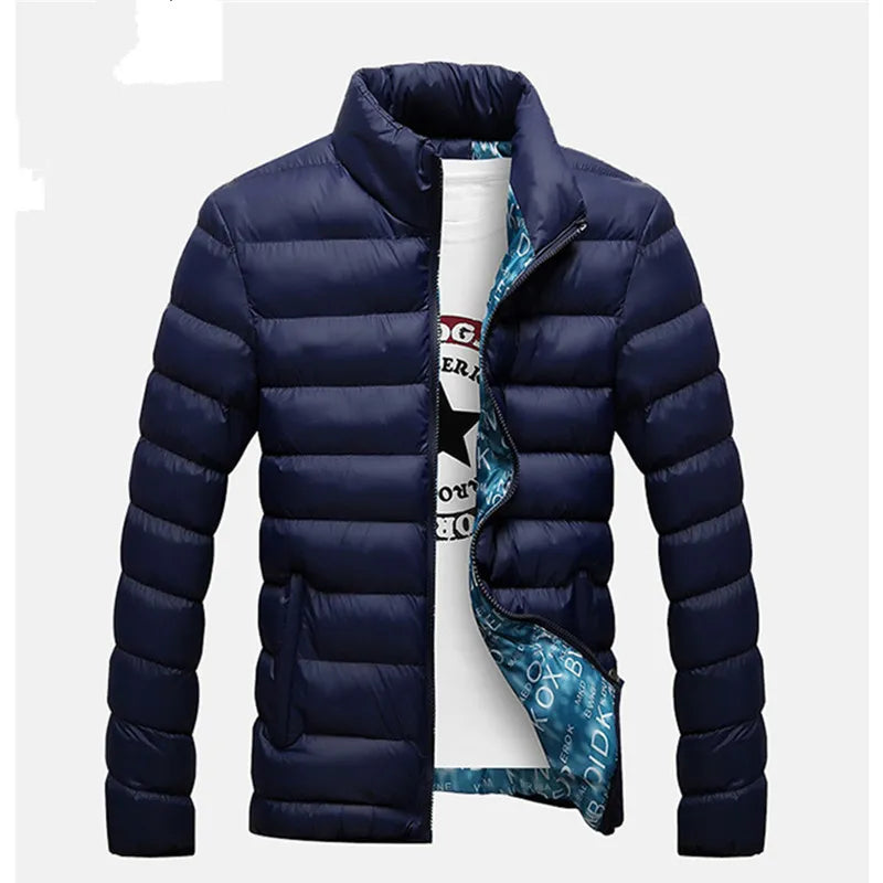 Mens Winter Warm Slim Casual Windbreaker Quilted Jacket