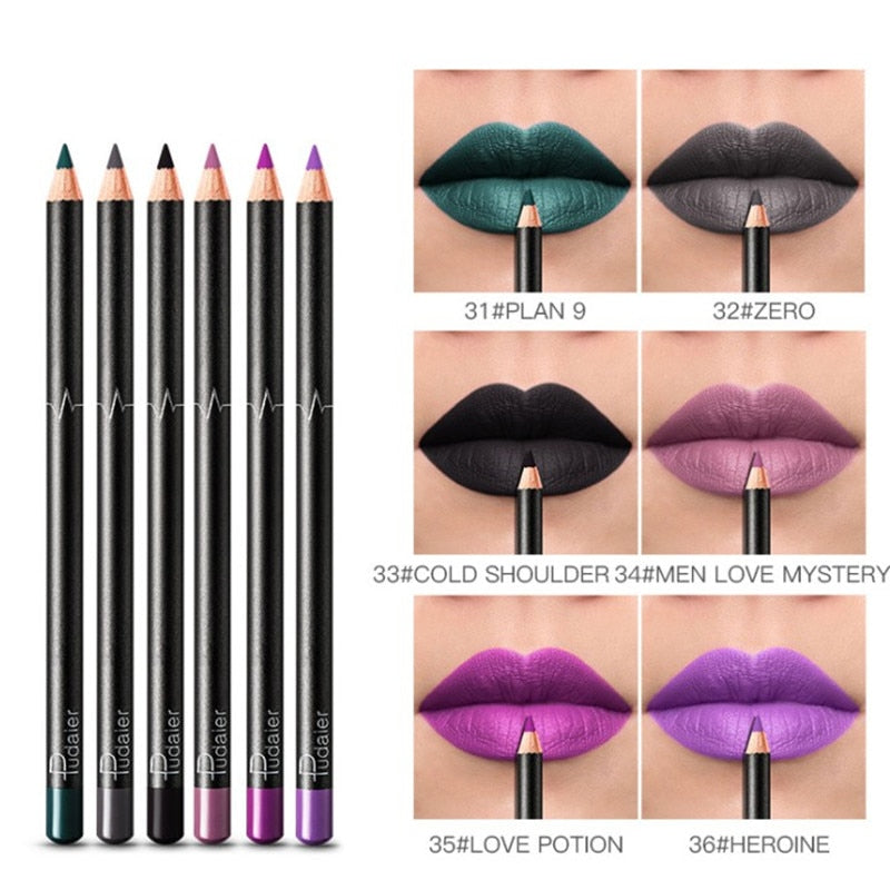 6/12Pcs Waterproof Matte Lip Liner Pencil Lipstick Set