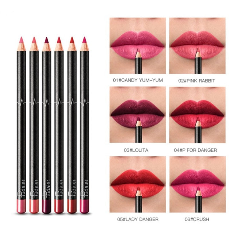 6/12Pcs Waterproof Matte Lip Liner Pencil Lipstick Set