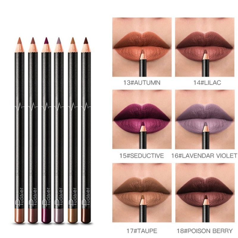 6/12Pcs Waterproof Matte Lip Liner Pencil Lipstick Set