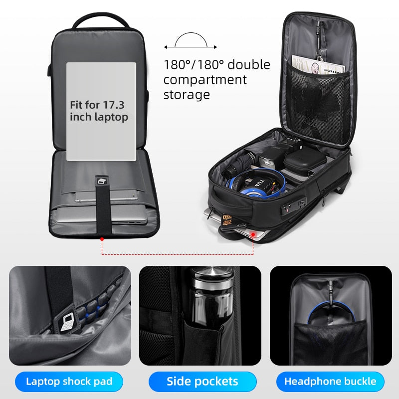 Multifunction Hard Shell  Anti Theft Waterproof Laptop Business Travel Backpack