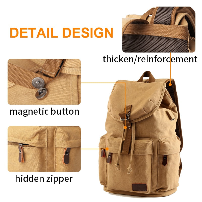 Unisex Canvas Vintage Casual Laptop Backpack