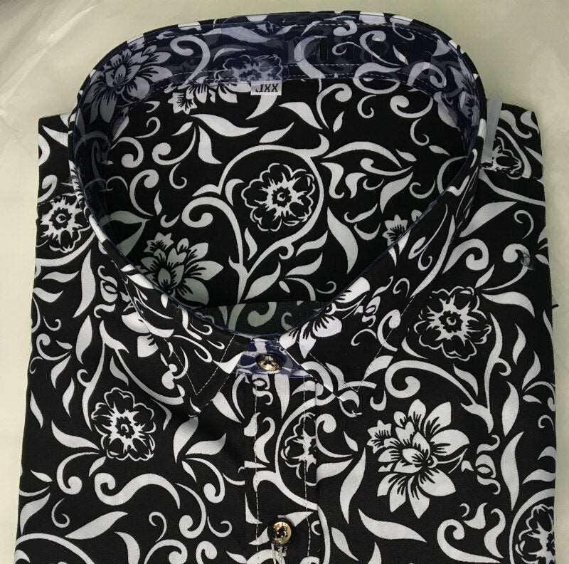 Mens Long Sleeve Floral Print Casual Summer Shirt