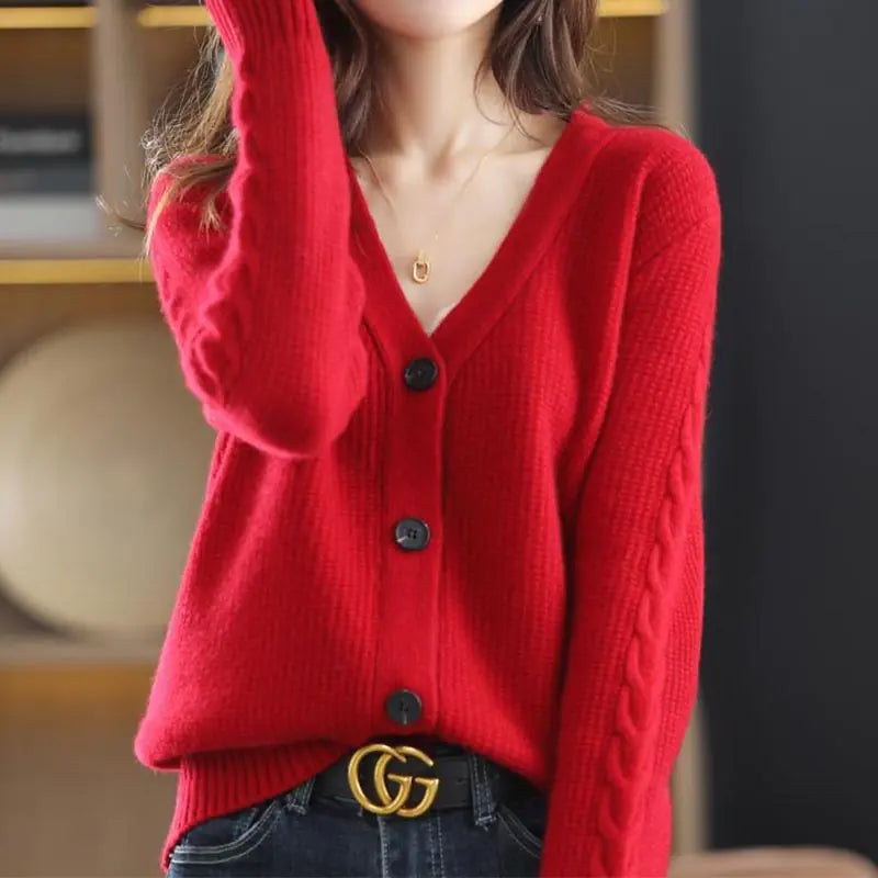 Womens Commute Solid Colour V Neck Cardigan Sweater