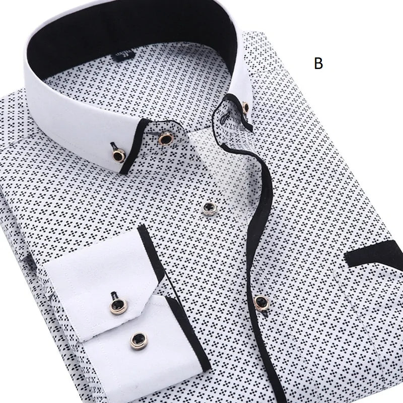 Mens Casual Long Sleeved Printed Shirt