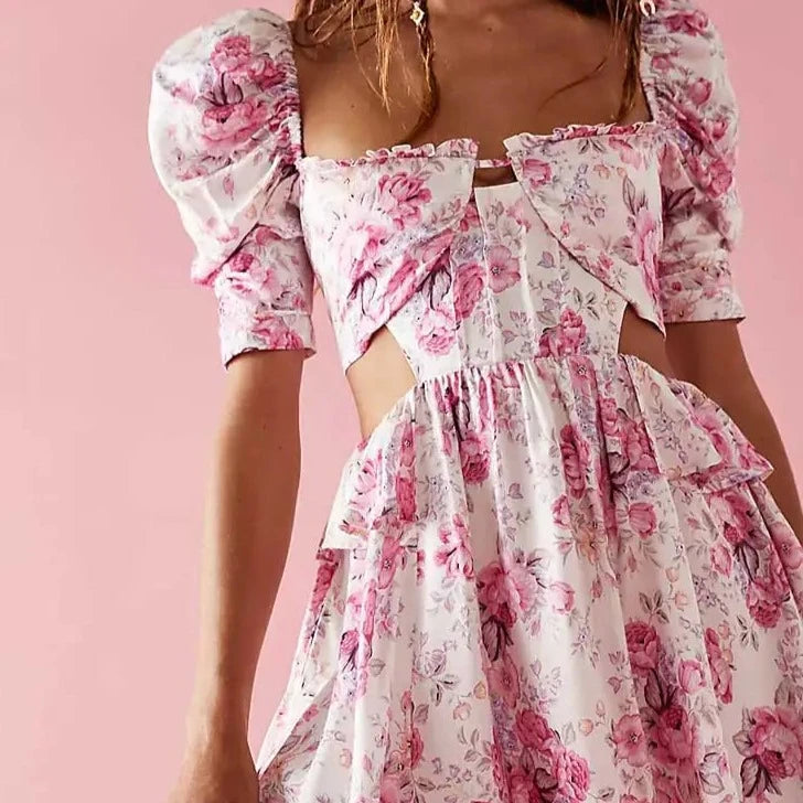 Womens Boho Inspired Pink Floral Dress