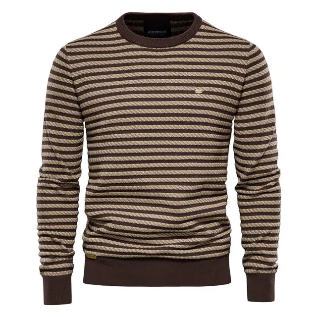 Mens Spliced Cotton Basic Sweater