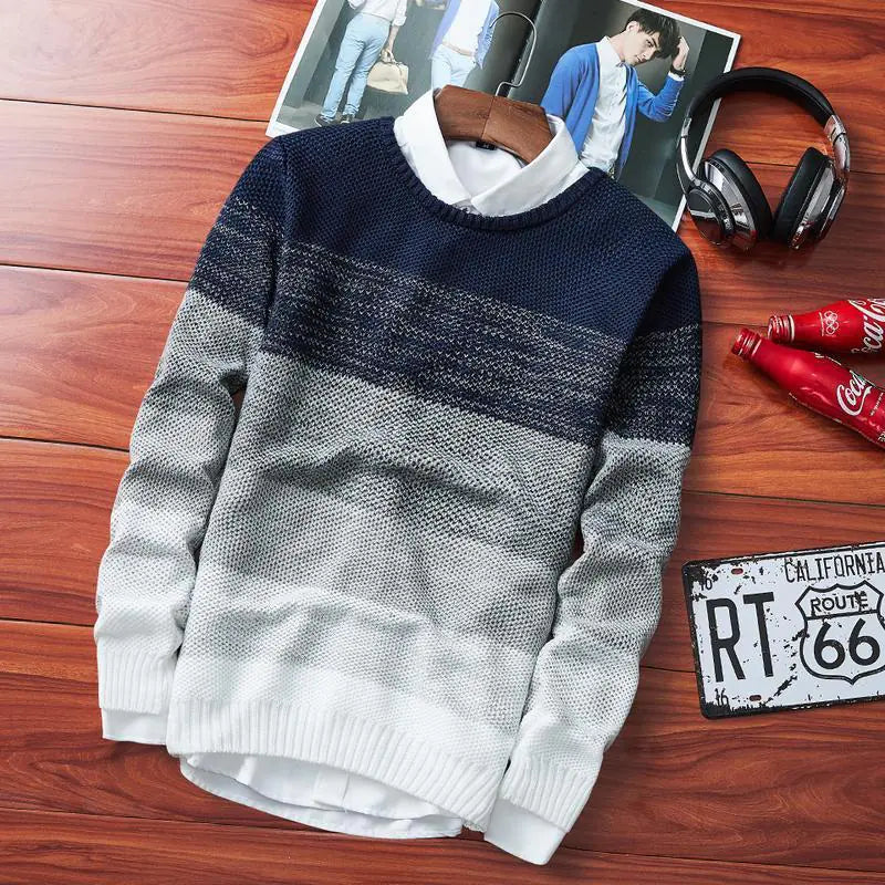 Mens Casual O Neck Pullover Sweater