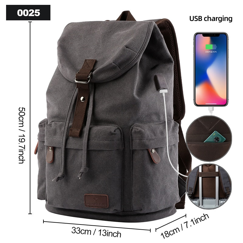 Unisex Canvas Vintage Casual Laptop Backpack