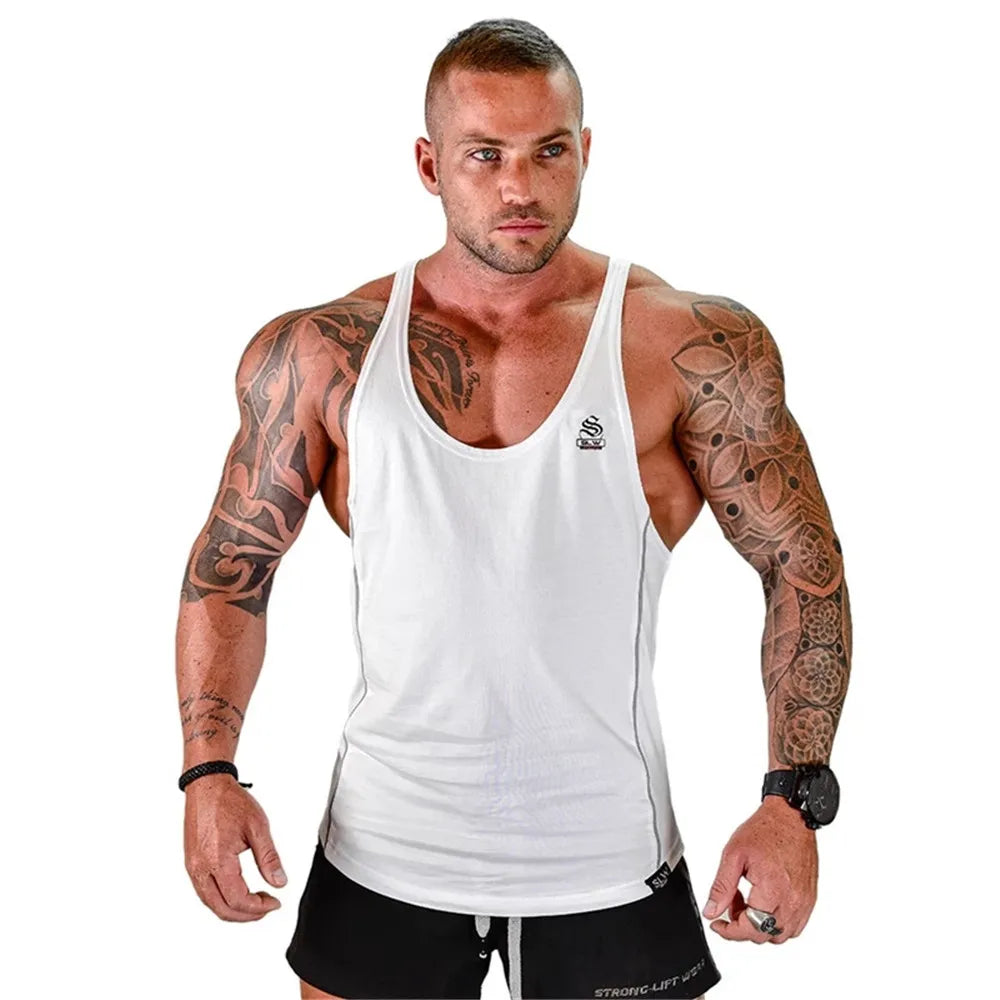 Mens Bodybuilding Gym Fitness Sleeveless Singlet Vest