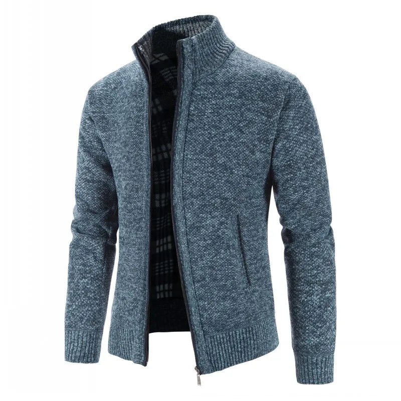 Mens Knitted Slim Fit Causal Solid Single Breasted Cardigan