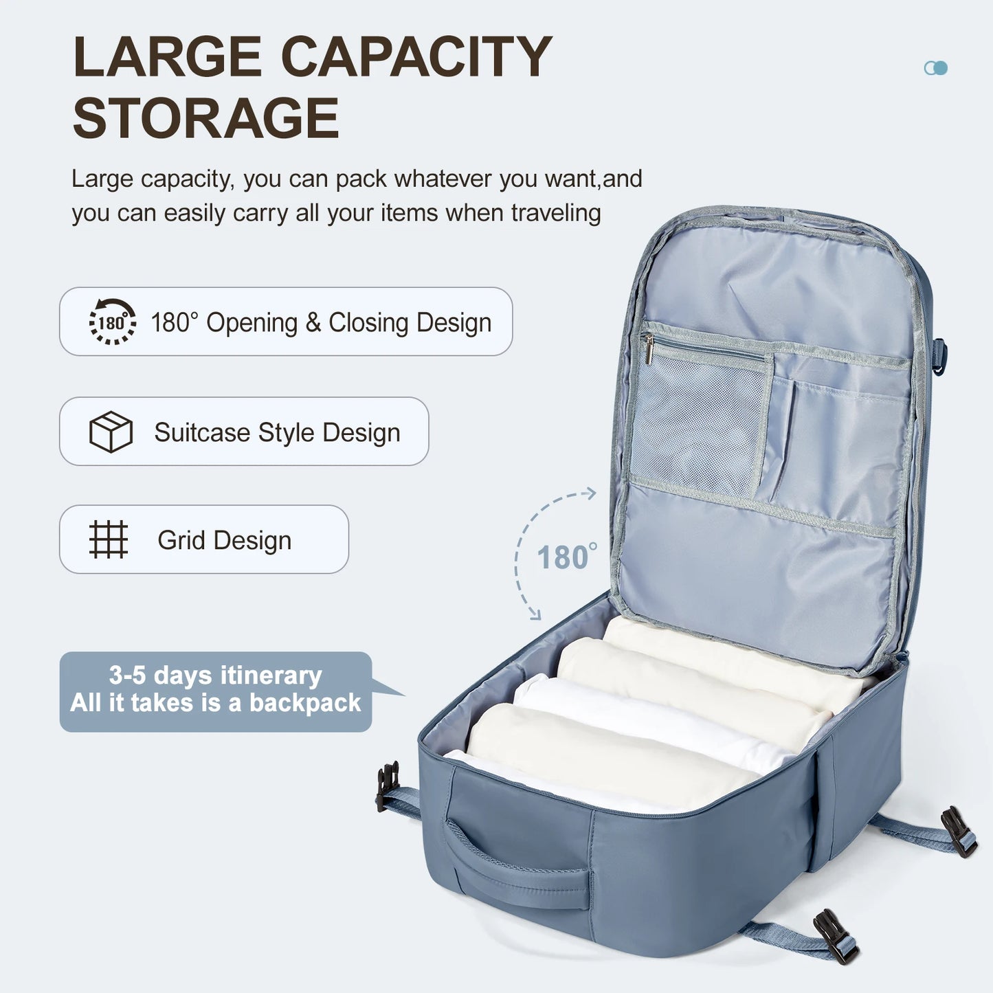 Large Capacity Carry-On 45x36x20 Multifunctional Travel Backpack