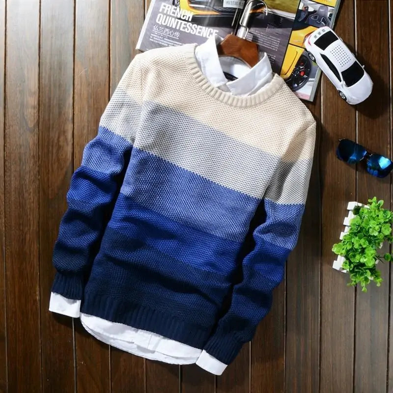 Mens Casual O Neck Pullover Sweater