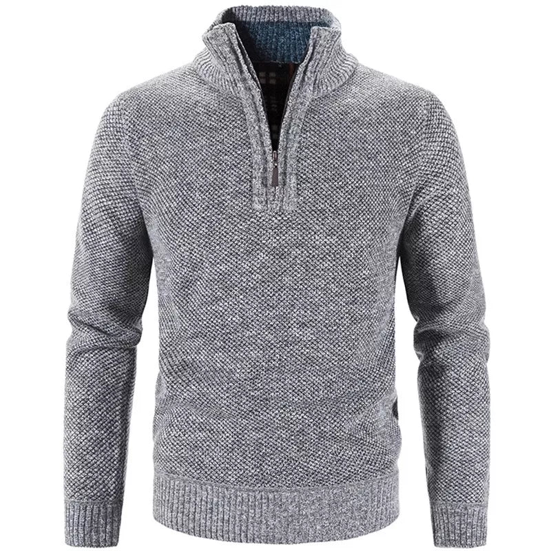 Mens Winter Thick Half Zipper Turtleneck Knitted Pullover Sweater