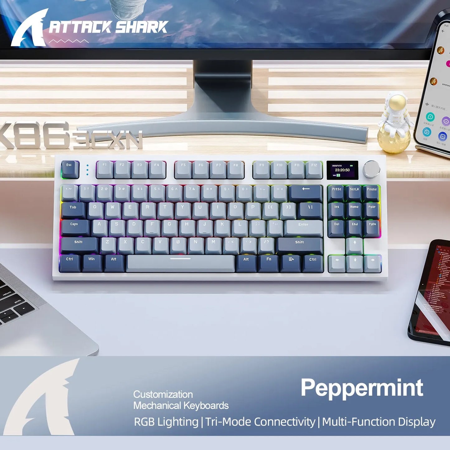 K86 Wireless Hot-Swappable Mechanical Keyboard With Display Screen